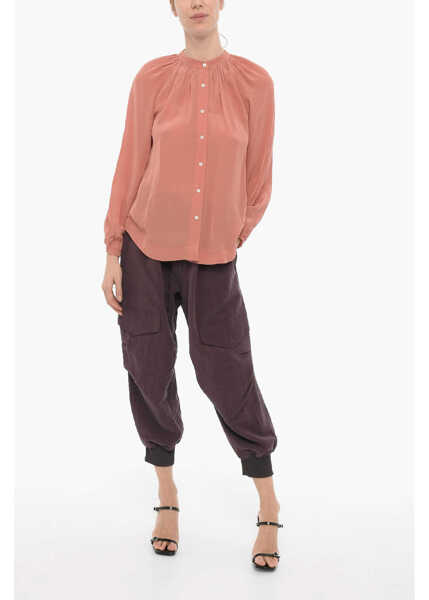 Camasi casual AllSaints Mandarin Collar Satin Hezzy Shirt Pink Femei (BM 15276286) 4