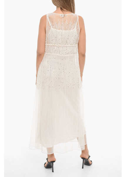 Rochii lungi AllSaints Tulle Robyn Dress With Sequin Beige Femei (BM 15276289) 2