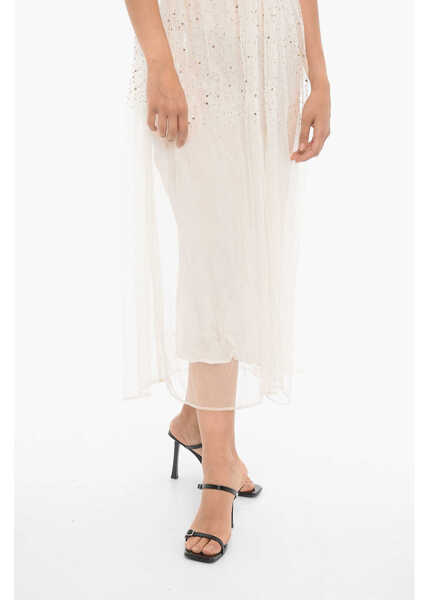 Rochii lungi AllSaints Tulle Robyn Dress With Sequin Beige Femei (BM 15276289) 4