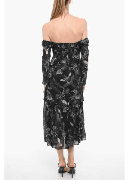 Rochii lungi AllSaints Long Sleeve Printed Devyn Peggy Maxi Dress Black Femei (BM 15276310) 2