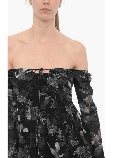 Rochii lungi AllSaints Long Sleeve Printed Devyn Peggy Maxi Dress Black Femei (BM 15276310) 3