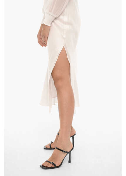 Rochii lungi AllSaints Satin Bailey Dress With Lace Trims White Femei (BM 15276448) 4