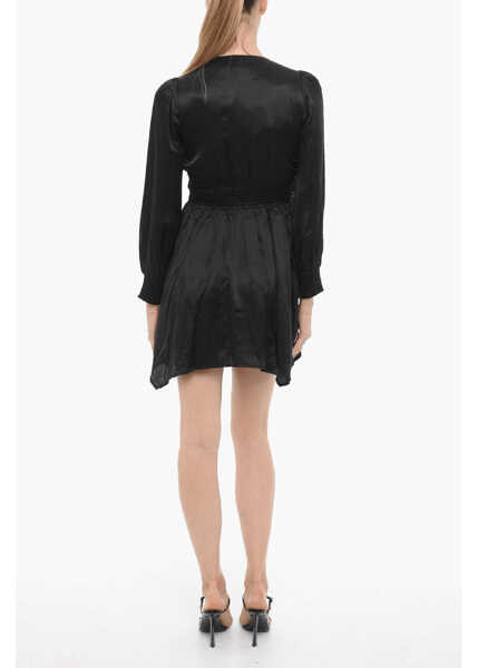 Rochii scurte AllSaints Satin Esta Empire Dress With Ruches Black Femei (BM 15276490) 2