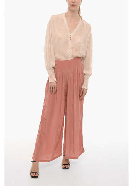 Pantaloni casual AllSaints Sheer Fabric Hezzy Pants With Drawstring Waist Pink Femei (BM 15276496) 4