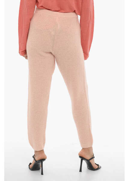Pantaloni casual American Vintage Solid Color Wool Blend Pants With Elastic Waistband Pink Femei (BM 15276499) 2