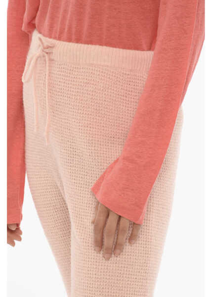 Pantaloni casual American Vintage Solid Color Wool Blend Pants With Elastic Waistband Pink Femei (BM 15276499) 3