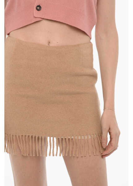 Fuste scurte THE GARMENT Solid Color Bruxelles Mini Skirt With Fringes Beige Femei (BM 15276508) 3