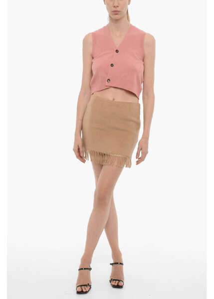 Fuste scurte THE GARMENT Solid Color Bruxelles Mini Skirt With Fringes Beige Femei (BM 15276508) 4