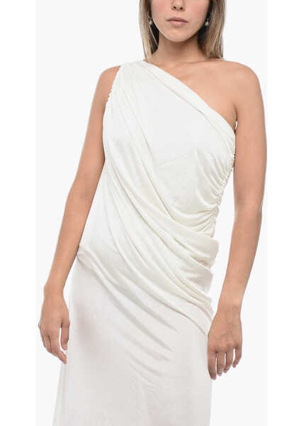 Rochii lungi ANDREADAMO One-Shoulder Draped Dress White Femei (BM 15276622) 4