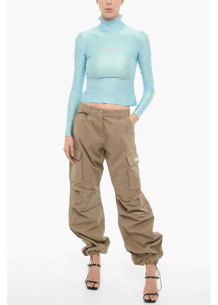 Bluze ADRIANA HOT COUTURE Turtleneck Top With Rhinestone Logo Light Blue Femei (BM 15276637) 4