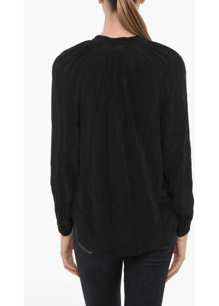 Camasi casual AllSaints Mandarin Collar Satin Hezzy Shirt Black Femei (BM 15276667) 2