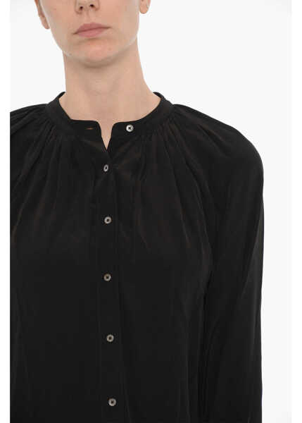 Camasi casual AllSaints Mandarin Collar Satin Hezzy Shirt Black Femei (BM 15276667) 3