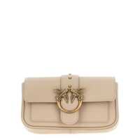 Genti de umar Pinko Beige Leather Love One Simply Pocket Shoulder Bag Femei