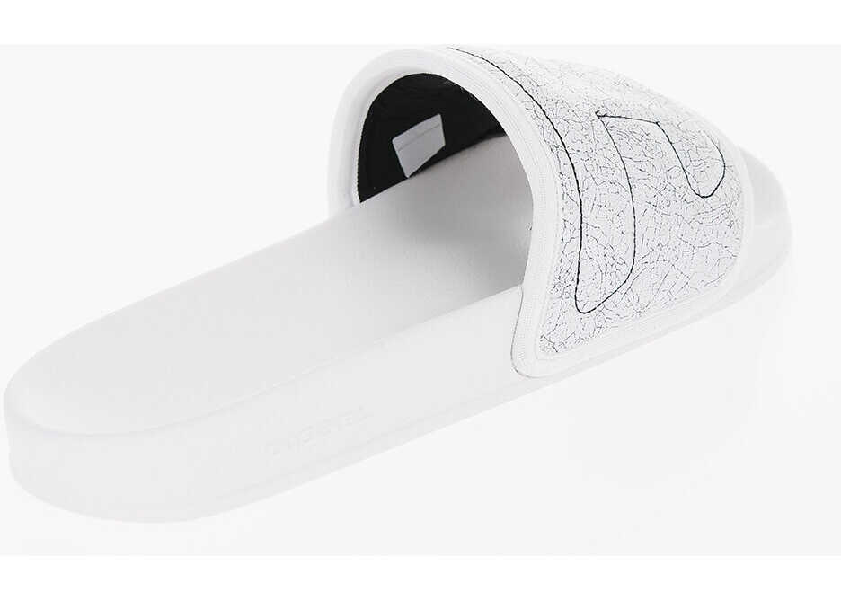 Sandale fara toc Diesel Unisex Sa-Mayemi Slides With Craquele Effect Band White Fete (BM 15290821) 2