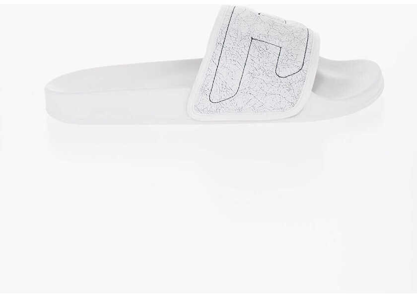 Sandale fara toc Diesel Unisex Sa-Mayemi Slides With Craquele Effect Band White Fete (BM 15290821) 3