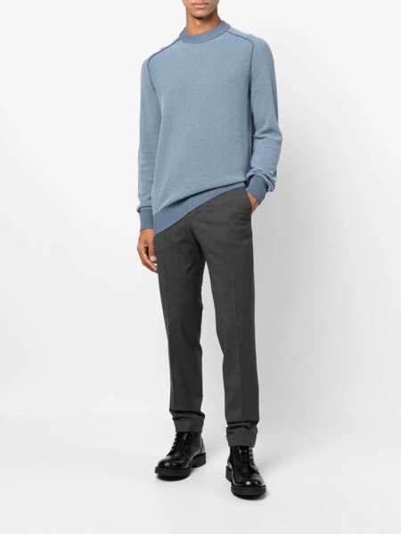 Pantaloni casual PT TORINO MASTER, Flat Front, Diagonal Pockets, Flap Back Pockets, Turn-Up Gray Barbati (BM 15291307) 2