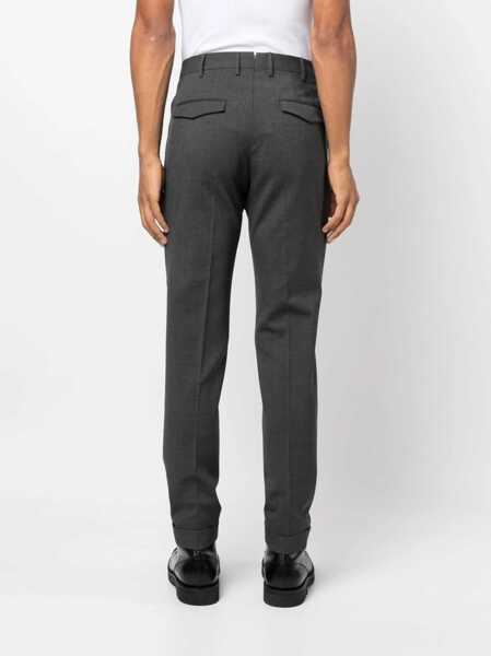 Pantaloni casual PT TORINO MASTER, Flat Front, Diagonal Pockets, Flap Back Pockets, Turn-Up Gray Barbati (BM 15291307) 4
