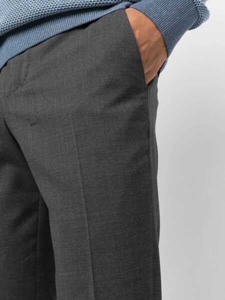 Pantaloni casual PT TORINO MASTER, Flat Front, Diagonal Pockets, Flap Back Pockets, Turn-Up Gray Barbati (BM 15291307) 5