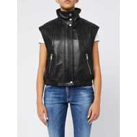 Geci de piele Pinko Sleeveless Black High-Neck 'Gambia' Vest Femei