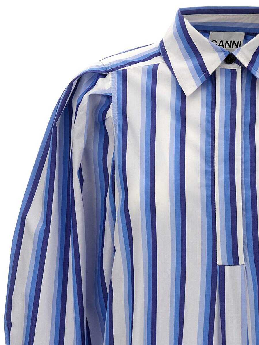 Rochii Ganni Ganni Striped Shirt Dress BLUE Femei (BM 15296653) 4