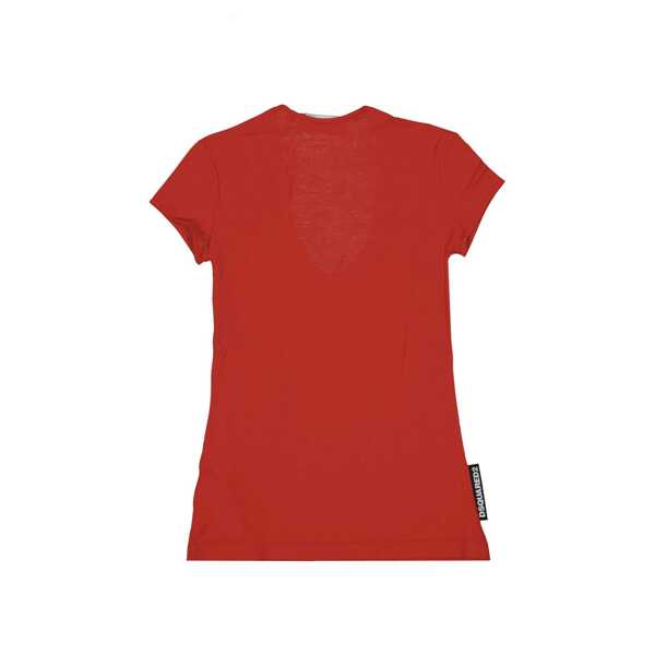 Tricouri DSQUARED2 Dsquared2 Cotton Logo T-Shirt Red Femei (BM 15305623) 2