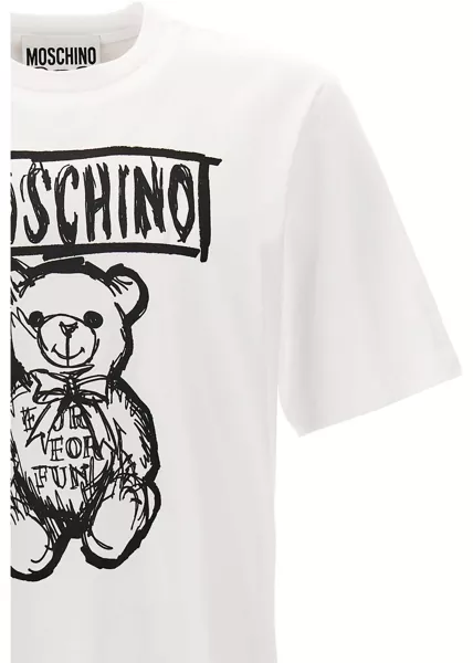 Tricouri Moschino Logo print T-shirt White/Black Barbati (BM 15305649) 3