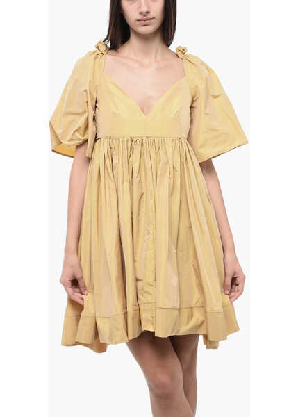 Rochii scurte Co.Go Pleated V-Neckline Dress Beige Femei (BM 15305800) 4