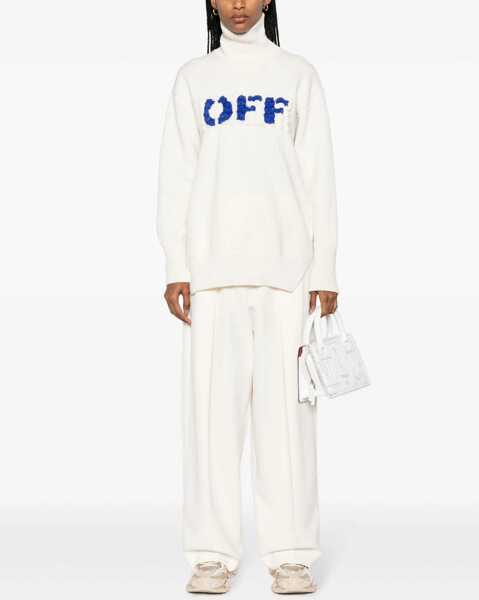 Pulovere Off-White Embroidered Logo Boiled Turtle Neck Sweater Beige Femei (BM 15305812) 2