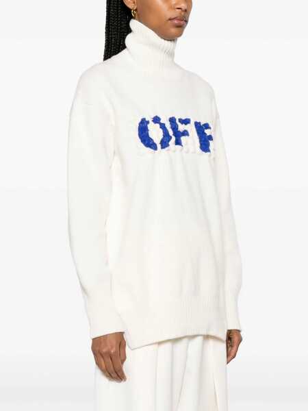 Pulovere Off-White Embroidered Logo Boiled Turtle Neck Sweater Beige Femei (BM 15305812) 3