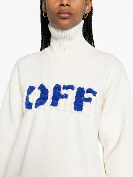 Pulovere Off-White Embroidered Logo Boiled Turtle Neck Sweater Beige Femei (BM 15305812) 5