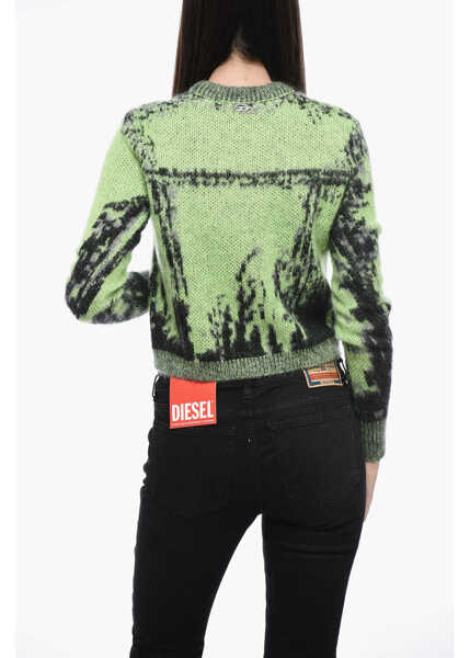 Pulovere casual Diesel Inlay M-Symi Pullover With Trompe Loeil Green Femei (BM 15305872) 2