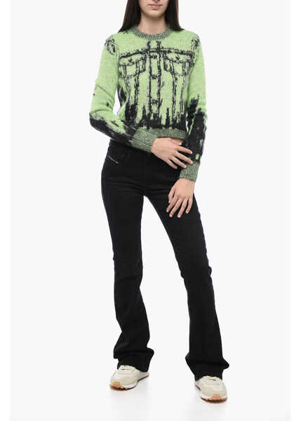 Pulovere casual Diesel Inlay M-Symi Pullover With Trompe Loeil Green Femei (BM 15305872) 4