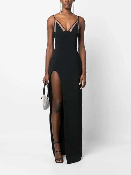 Rochii lungi DAVID KOMA Asymmetric Design Maxi Dress With Mesh Detail Black Femei (BM 15305995) 2