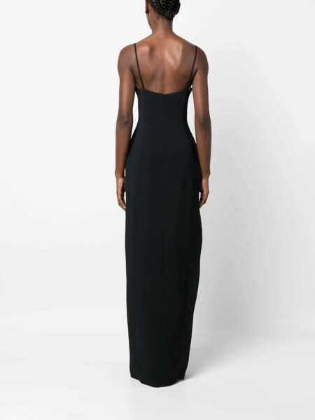 Rochii lungi DAVID KOMA Asymmetric Design Maxi Dress With Mesh Detail Black Femei (BM 15305995) 4