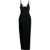 DAVID KOMA Asymmetric Design Maxi Dress With Mesh Detail Black