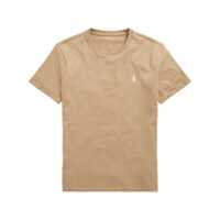 Tricouri Polo Beige Crewneck T-Shirt With Pony Embroidery On The Front In Cotton Jersey Man Barbati