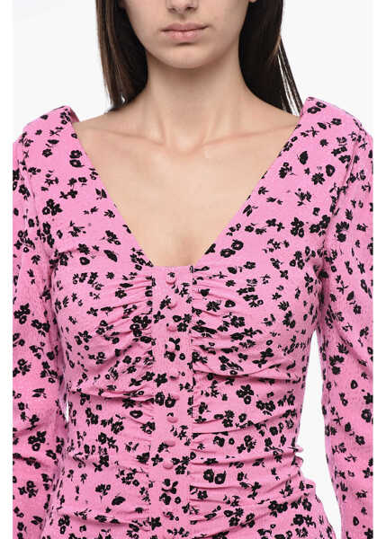 Rochii scurte ROTATE Birger Christensen Jacquard Mini Dress With V-Neckline Pink Femei (BM 15313909) 3