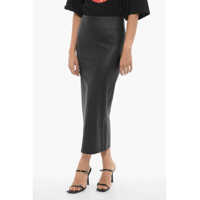 Fuste lungi Faux Leather Pencil Skirt With Back Zip Femei