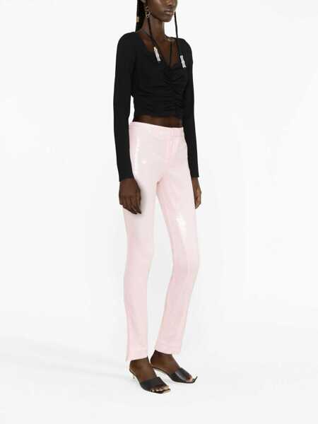 Pantaloni office ROTATE Birger Christensen Sequined Bootcut Pants With Ankle Zip Pink Femei (BM 15314569) 3