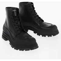 Ghete Leather Combat Boots With Chunky Sole Barbati