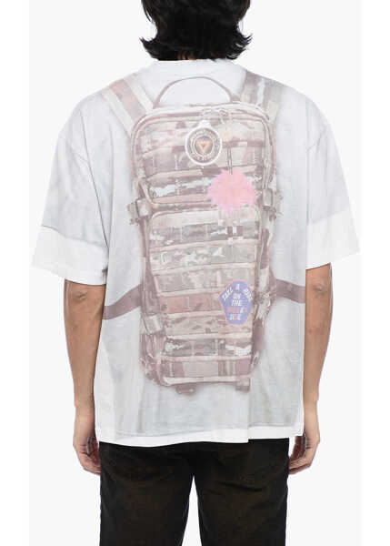 Tricouri Diesel T-Wash-E3 T-Shirt With Trompe Loeil Print White Barbati (BM 15314887) 2