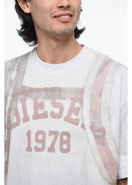 Tricouri Diesel T-Wash-E3 T-Shirt With Trompe Loeil Print White Barbati (BM 15314887) 3