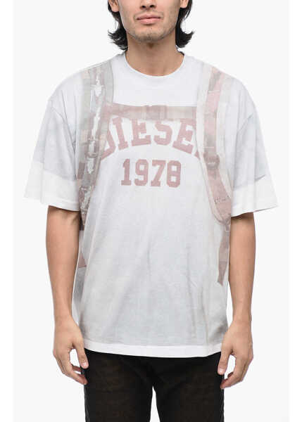 Tricouri Diesel T-Wash-E3 T-Shirt With Trompe Loeil Print White Barbati (BM 15314887) 1