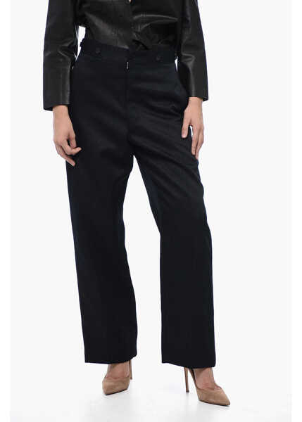 Pantaloni casual Maison Margiela Mm1 Straight-Leg Pants With Half Belt Blue Femei (BM 15315232) 1