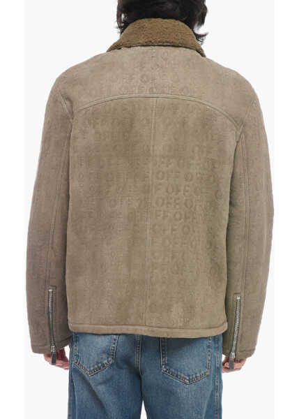 Paltoane Off-White Logoed Shearling Jacket Brown Barbati (BM 15315493) 2