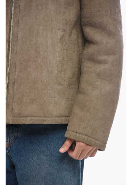 Paltoane Off-White Logoed Shearling Jacket Brown Barbati (BM 15315493) 3