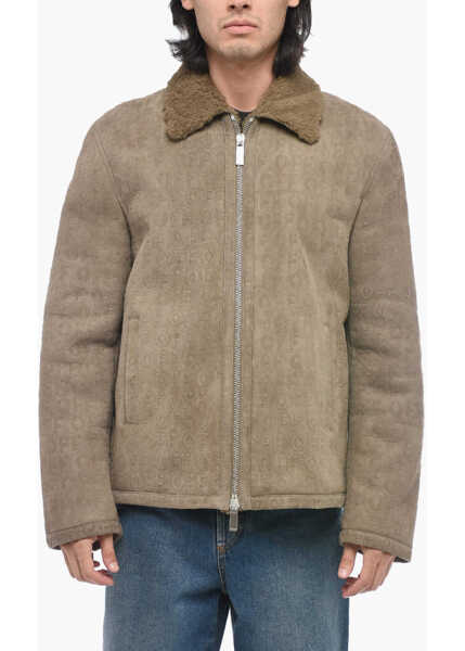 Paltoane Off-White Logoed Shearling Jacket Brown Barbati (BM 15315493) 1