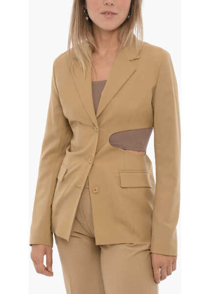 Sacouri LOW CLASSIC Slim Fit Sleek Blazer With Cut-Out Detail Beige Femei (BM 15315769) 1