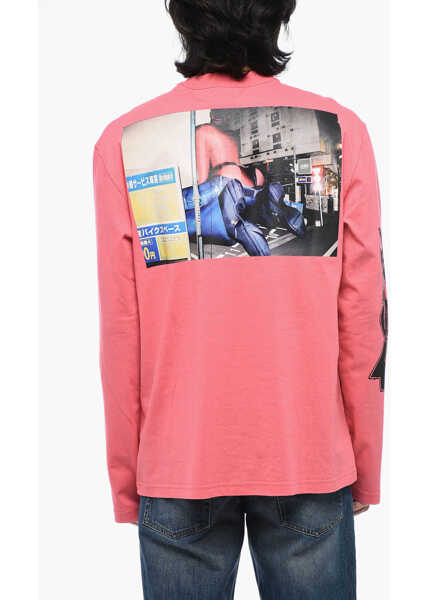 Tricouri Diesel Oversized T-Crane-Ls-L2 Printed T-Shirt Pink Barbati (BM 15316207) 2