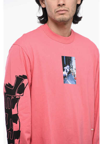 Tricouri Diesel Oversized T-Crane-Ls-L2 Printed T-Shirt Pink Barbati (BM 15316207) 3
